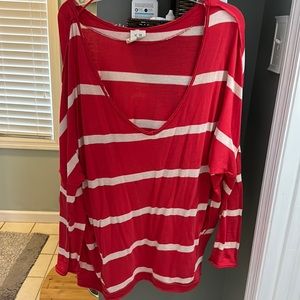 We the free oversized Large red and white top